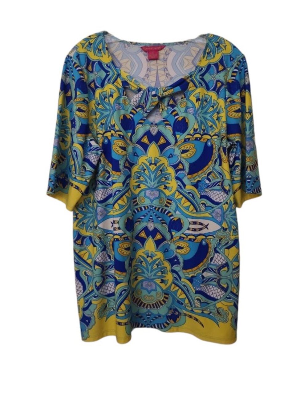 Sunny Leigh Tropical Print Asymetrical Hemline Top XL
